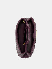 Woven Faux Leather Top Handle Bag