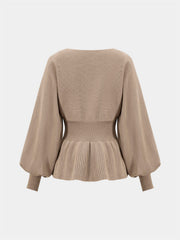 Knitted Peplum Top and Midi Skirt Set
