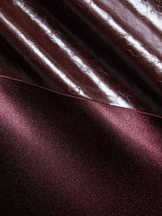 Faux Leather Panel Asymmetric Satin Maxi Skirt