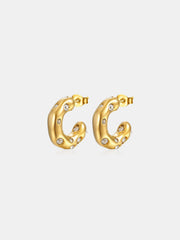 Irregular Hoop Earrings with Crystal Embellishments