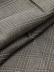 High-Waist Button Detail Plaid Wide-Leg Pants