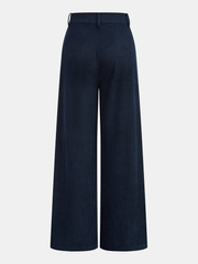 Corduroy Pleated Mid-Waist Wide-Leg Pants