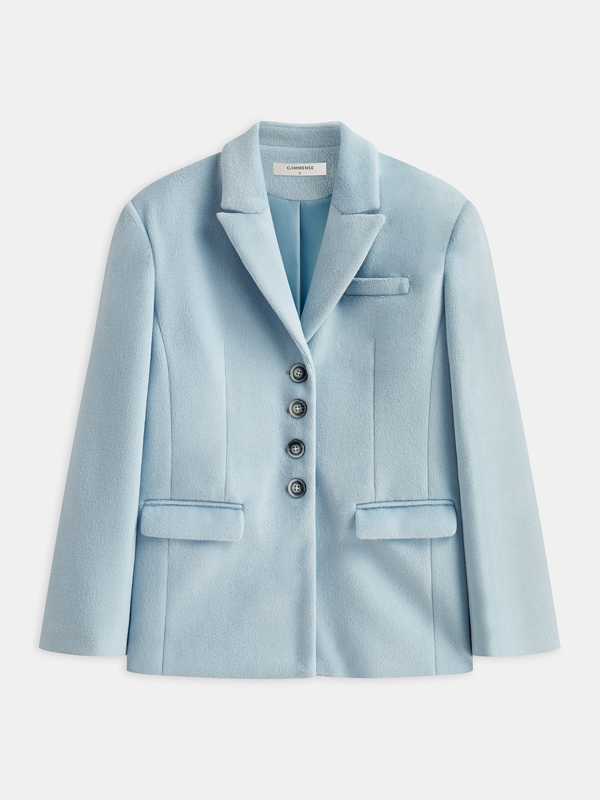 Lapel Button-Front Tweed Blazer