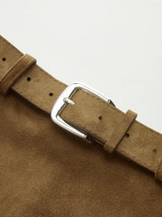 Belted Suede Mini Skirt