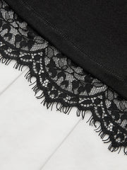 Color-Block Collared Pleated Lace Detail Mini Dress
