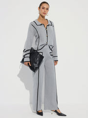 Contrast Piping Cotton Knit Co-ord Set