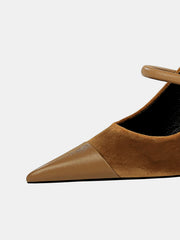 Faux Suede Pointed-Toe Mary Jane Pumps
