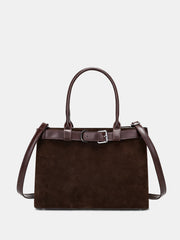 Belt Detail Suede Effect Tote Bag