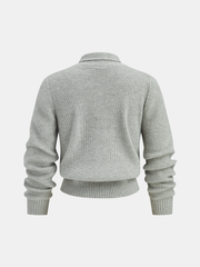 Tie Neck Metal Button Knit Cardigan