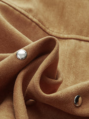 Studded Suede Effect Zipper Jacket