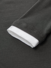Contrast Collar Fitted Long-Sleeve Top