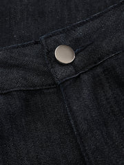 High-Waist Denim Extra Long Wide-Leg Pants