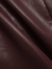 Collared Faux Leather Cropped Cross-Front Top
