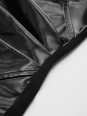 Faux Leather Panel Asymmetric Knit Top