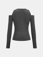Cold-Shoulder Button-Front Knit Top