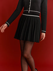 Contrast Trim Pleated Mini Skirt