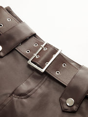 Belted Faux Leather Mini Skirt
