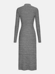 Mock Neck Twisted Side Slit Midi Dress