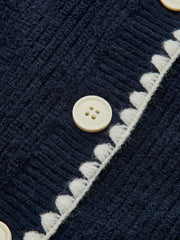 Contrast Trim Tie Neck Knit Vest