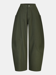 Mid-Waist Curved-Leg Pants