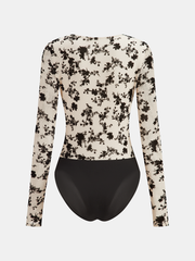 Metal Detail Floral Print Bodysuit