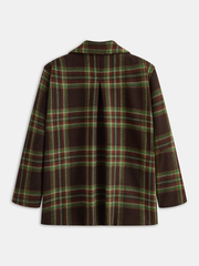 Collared Plaid Button-Front Coat