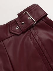 High-Waist Faux Leather Straight-Leg Pants