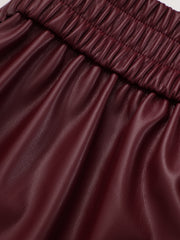 High-Waist Faux Leather Straight-Leg Pants