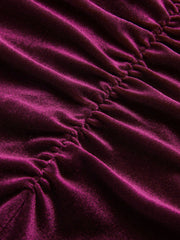 Velvet Ruched Long-Sleeve Bodysuit